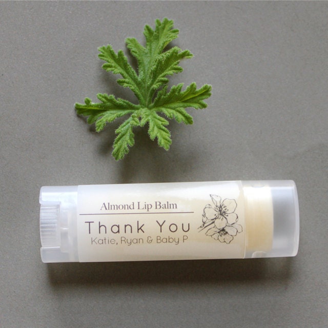 10 Custom Wedding, Bridal Showers or party favor lip balms/ All Natural Lip Balm with custom label / Weddings Decor Favors