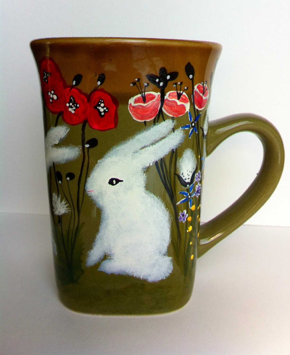 Spring Bunnies - handpainted mug