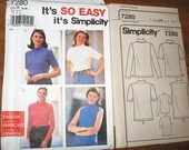 Pullover Stretch Knit Turtleneck Tops Sleeve Options Women's Easy Simplicity Sewing Pattern 7280 Bust 31.5 32.5 34 36 38 40 Factory Folds