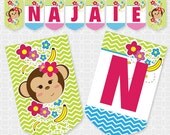 Monky Girl Party Banner - Personalized Printable Il_170x135