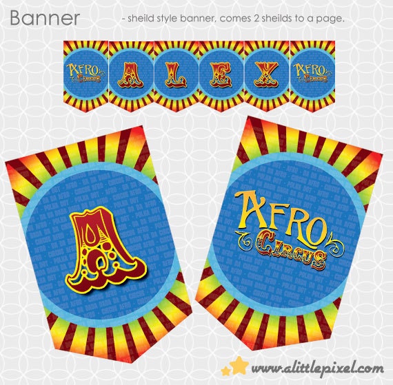 Afro Circus Theme Banner - Personalized Printable with BONUS Il_570xn