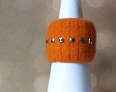 Felt and stud Cuff  - statement cuff - eco-friendly - bright color cuff - soft accessories - Pumpkin orange - CHOOSE ONE