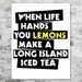 Humorous Funny Poster Print with Yellow When Life Hands You Lemons Quote Phrase for Man Cave Decor, Bar Accessories, Adult Party Decorations