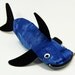 Shark Pencil Bag by MinneBites / Handmade Pencil Case - Toy Bag - Boys Gift - Tie Dyed Blue - Fish Bag - Kids Art Storage, ready to ship