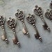 Audley  TINY Antique Silver Skeleton Key Charm  - Set of 20