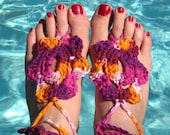 Summertime Barefoot Sandals - "Berry Patch" - Beach Summer Park Grass Pretty Feet Decorations