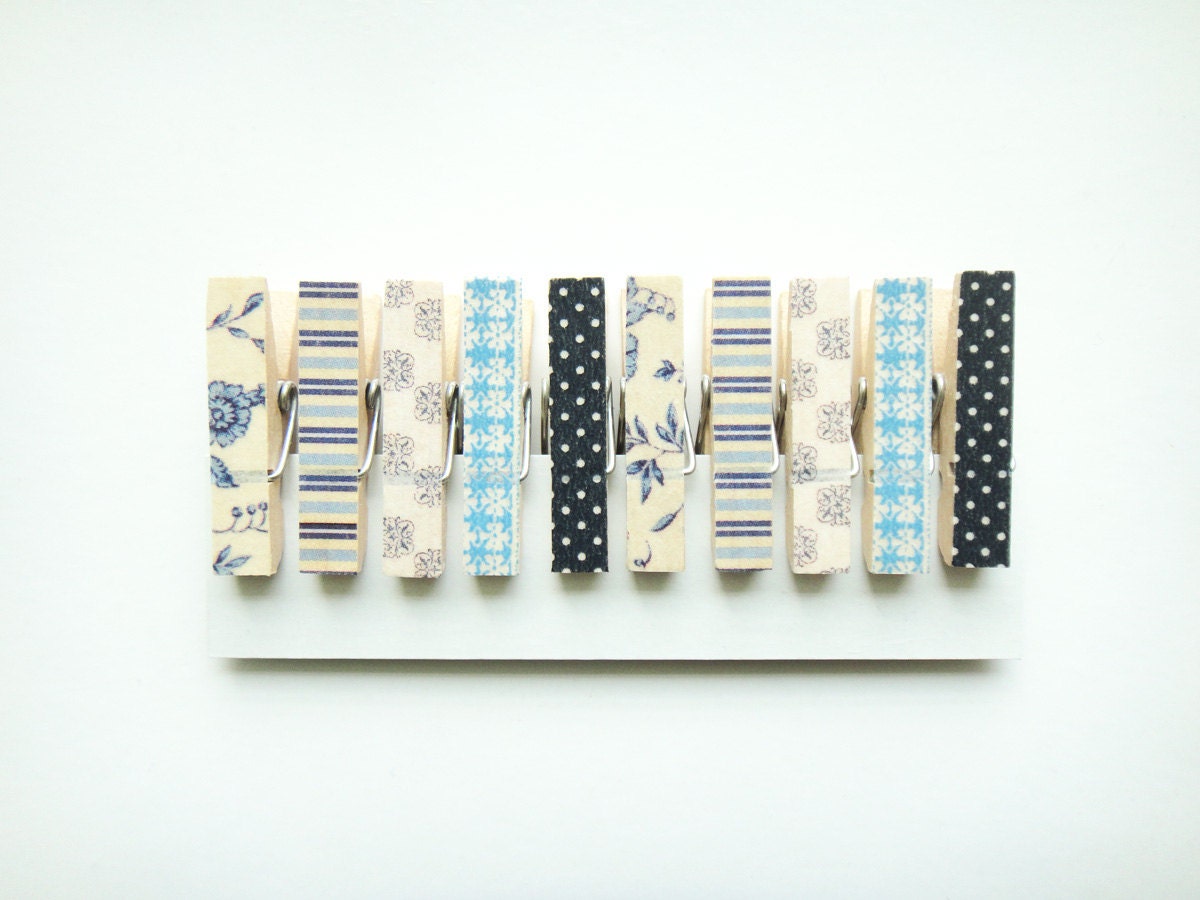 Mini Clothespins, Wood Peg, Party, Decorative, Easter, Wedding, Blue (Set of 10, size 35mmx7mm)