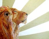 Lion Art Print, Positive Summer Wall Art, Hand Signed lion art direct from artist