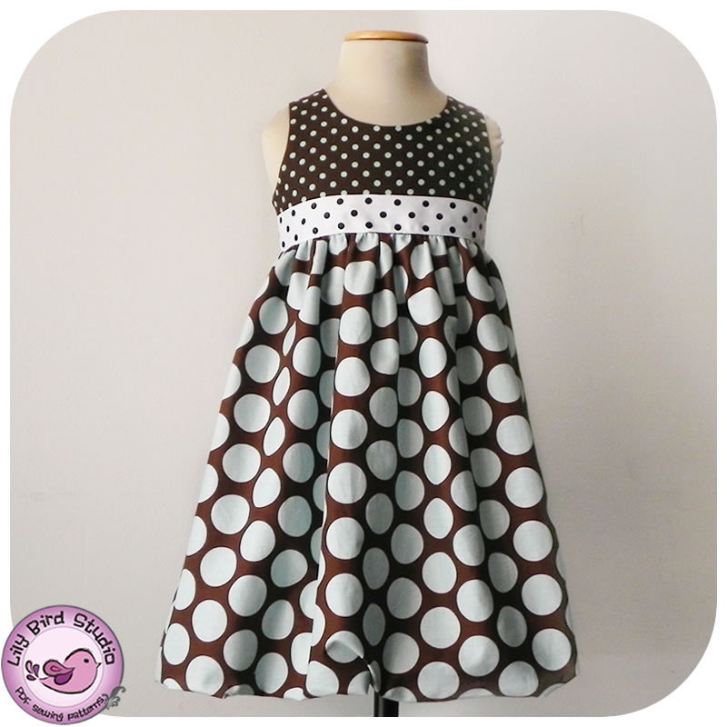 Bubble Dress - lined bodice - buttoned back - girls from 9 months to 8 years - PDF Pattern and Tutorial