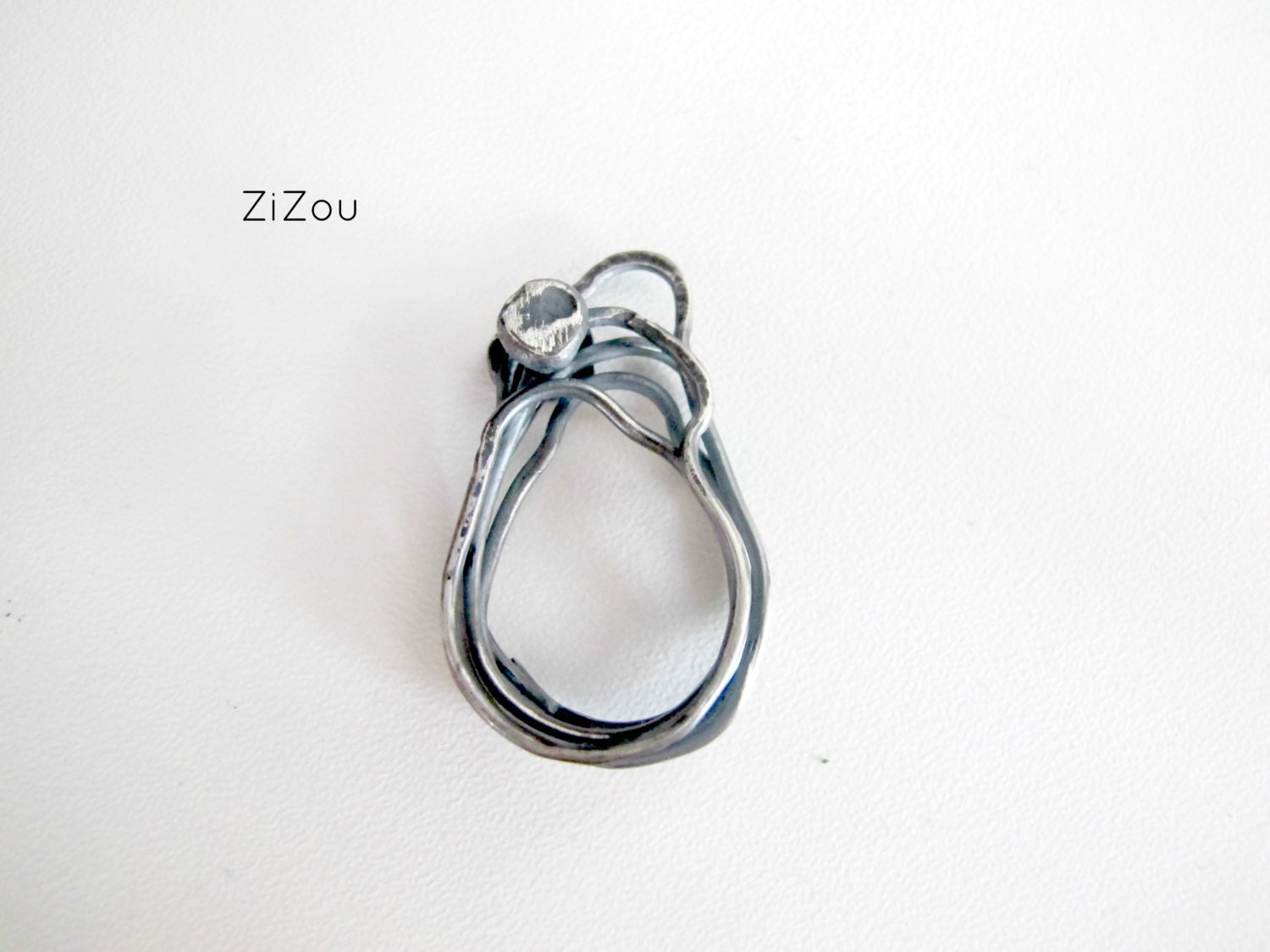 Contemporary oxidized ring size 6.75