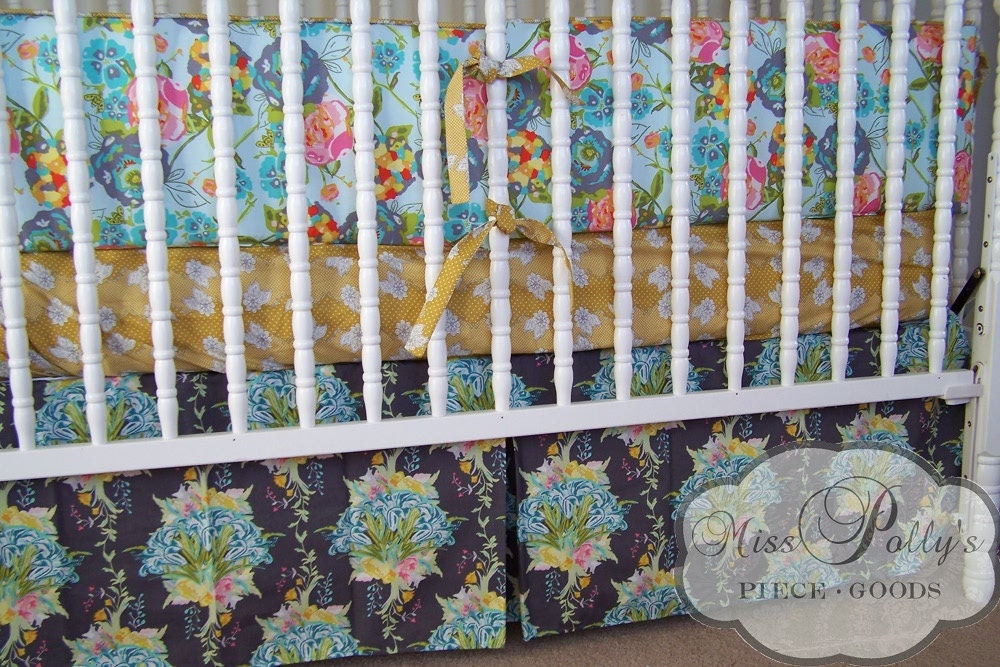 Custom Baby Crib Bedding -Design Your Own-  Lilly Belle- Cool Sunrise