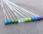 2" Headpins Cool Color Assortment Glitter and Shimmer qty 12 bead wire