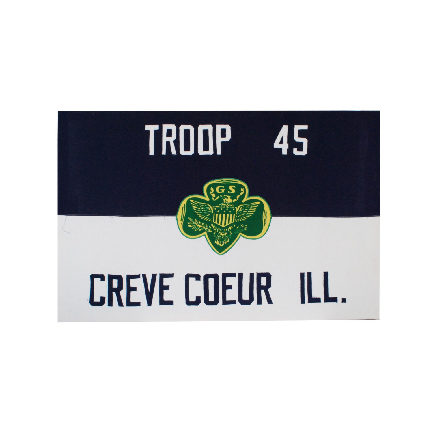 Vintage Girl Scout Flag / Linen Flag / Illinois Scout Troop Banner / 3' x 5'