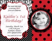 DIY Ladybug Birthday Party PRINTABLE Photo Invitation 5x7 4x6 red black lady bug Il_170x135