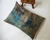 Linen and  recycled burlap. Big Throw Pillow Gray beige. Ooak  28" x 20" ..  Ethnic moment /  FRAGMENTS