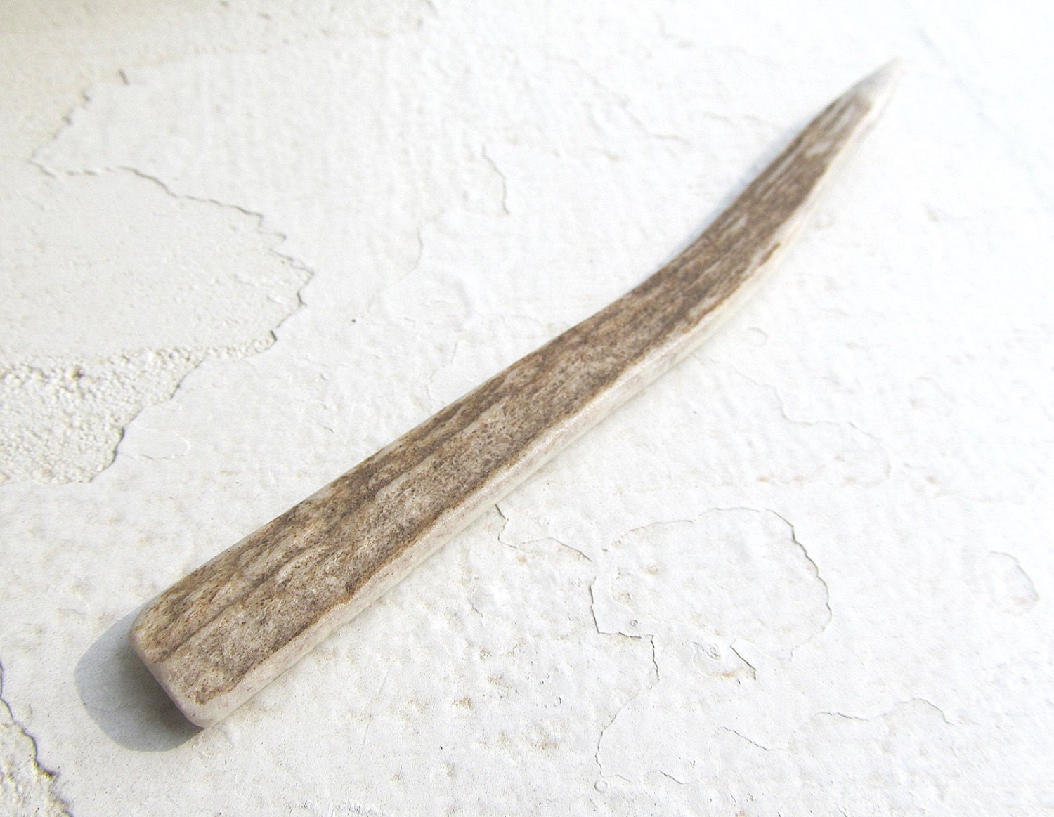 Shawl Pin or Hair Pin Carved Deer Elk Antler Bone Horn Organic Eco Friendly Accessory