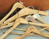 40% off Entire Shop - Vintage Wooden Hotel and Swanky Places Coat Hangers - Sewing / Fabric / Buttons