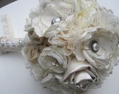 Fabric flower bouquet beautiful handmade custom bridal bouquet alternative wedding bouquet everlasting