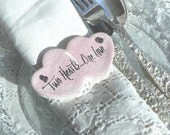 Pink Double Heart Wedding Favor Napkin Rings Salt dough Ornaments / Set of 12