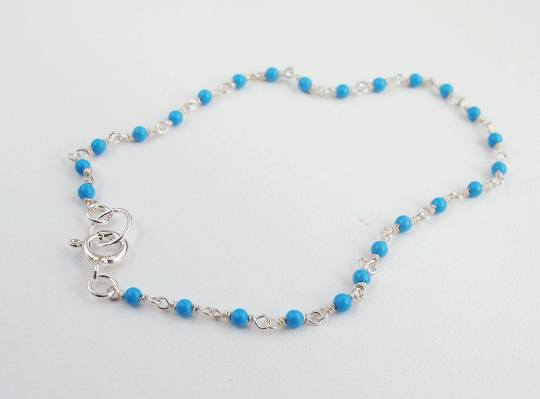 brilliant blue turquoise bracelet delicate gemstone sparkle 18k gold vermeil chain or sterling silver chain handmade jewelry