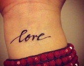 Temporary Handwritten Love Tattoo