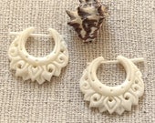 Bone Earrings - 1-Pair - Lotus Blossom Hoops - Organic Bone Stick Earrings - Fake Gauge Organics
