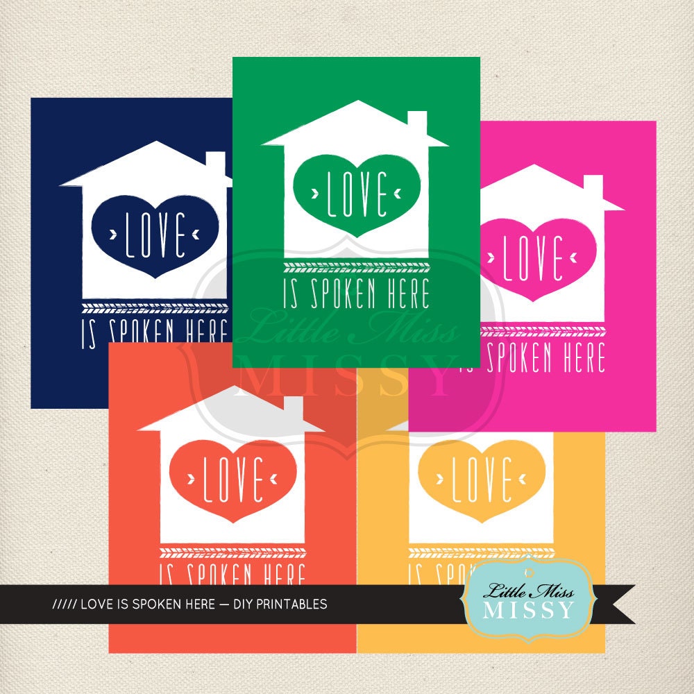 Love is Spoken Here, 16x20, INSTANT DOWNLOAD, DIY Printable, Get All 5 colors