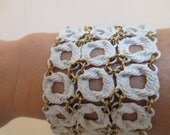 Chunky Vintage Monet White Metal Rope Bracelet