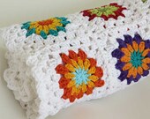 Cotton baby  blanket - flower - crochet handmade - Afghan granny square - crochet