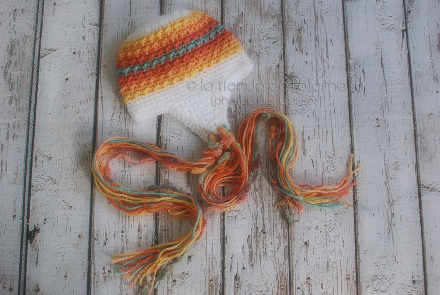 ON SALE - Crochet baby hat - Earflap baby hat - Newborn photo prop