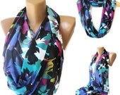 neon colorful infinity scarf , trendscarf, girly girl , spring summer chiffon scarf , womens fashion loop scarf