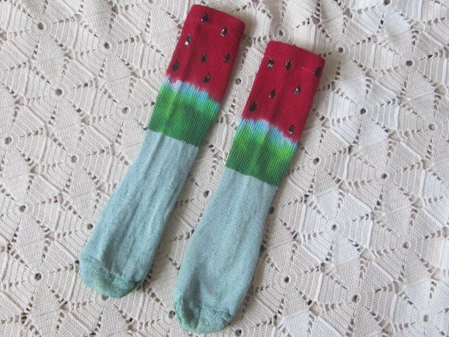 Tie dye socks for women or children- Watermelon Whimzy