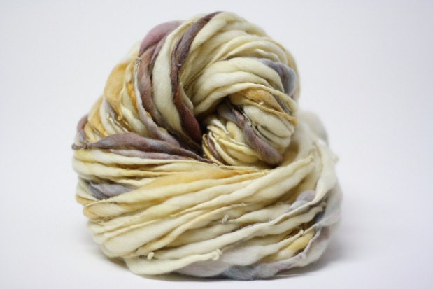 Handspun Thick and Thin Yarn Merino Wool Slub tts Hand dyed Self Striping lr 16c