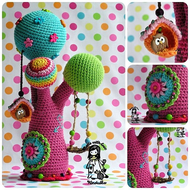 Crochet rainbow tree - pdf pattern, DIY