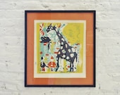 Vintage Abstract Giraffe Framed Print - Maryellen Shafer