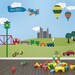 Transportation Wall Mural Stencil Kit for Kids Baby Room