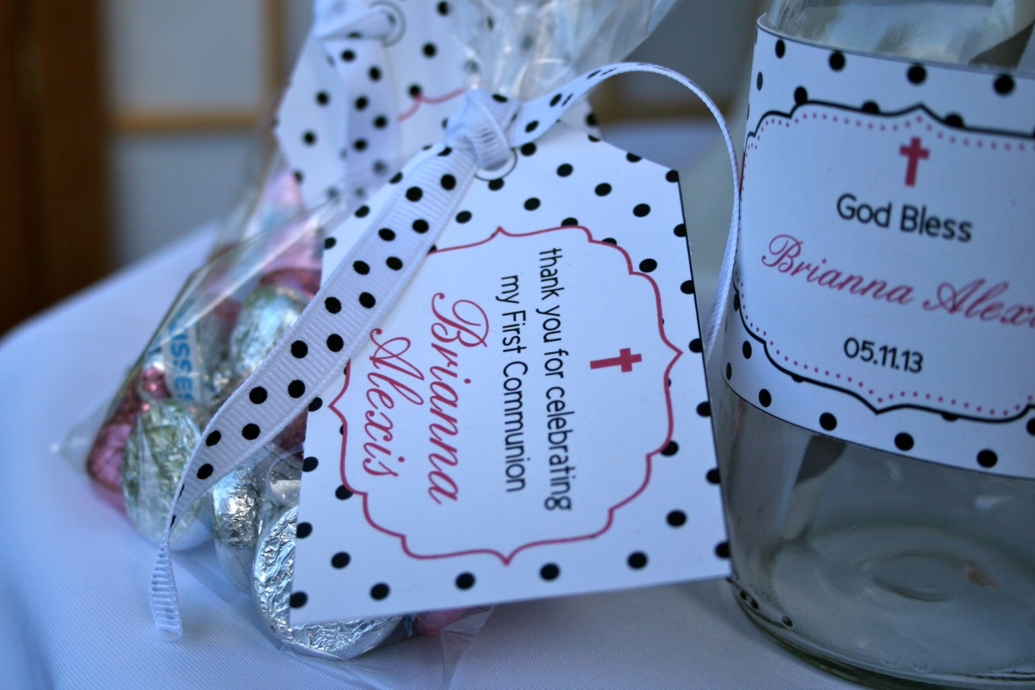 Magenta Baptism, Communion or Christening- Personalized Hang Tags- Print your own Il_170x135