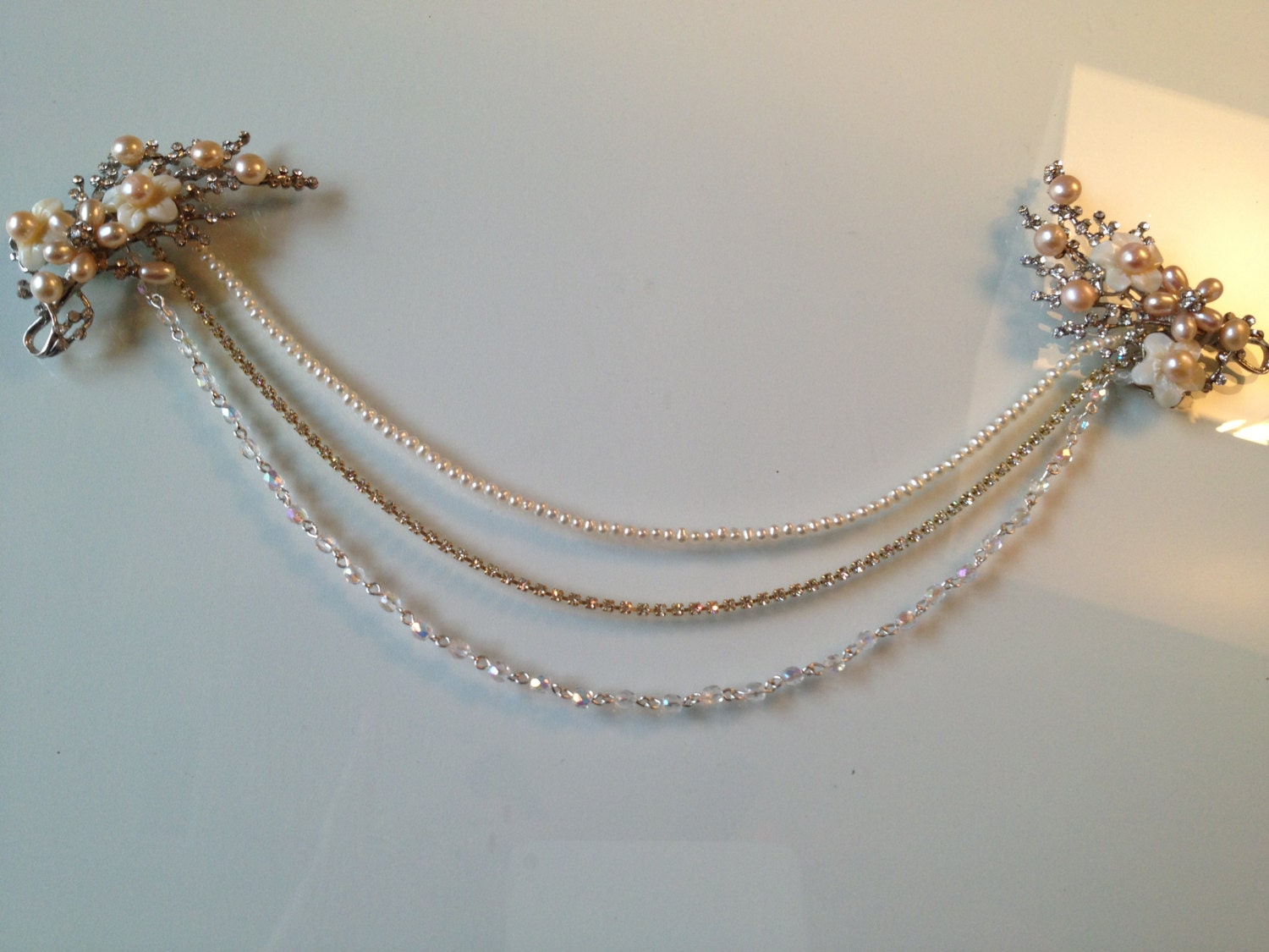 Melanie, Bohemian Headpiece, Rhinestone Swag Headpiece, Wedding Headpiece, Piece, Hair Clip, Rhinestone Beaded Headpice