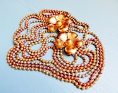 Brass Bead Ball Chain Necklace Art Deco Flower Necklace Festoon Gold Silver Multi Chain Vintage Statement Necklace 1930s Art Deco Jewelry