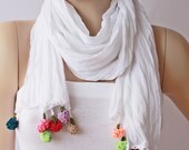 Turkish oya scarf,hand crocheted  lace scarf ethnik ,authentique crocheted edge scarf