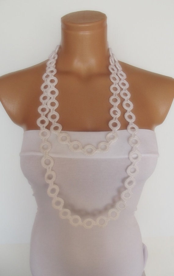 hand crochet infinity loop circle scarf necklace christmas gift for her white