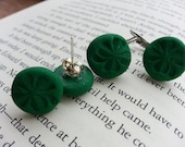Clearance Earrings Four Leaf Clovers Handmade Clay Green Glitter