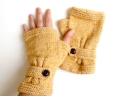 Mustard Yellow/ Hand Knit Fingerless Gloves / Medium size fits most. Halloween costume //  Autumn yellow colord