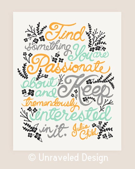 8x10-in Julia Child Quote Illustration Print.