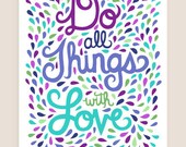 8x10-in Things with Love Quote Illustration Print.