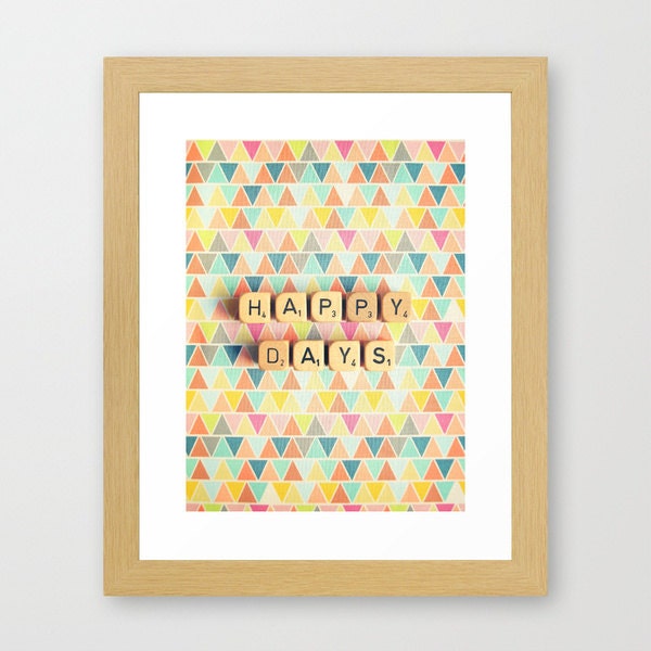 Happy Days. Fine Art Photography. Home Décor. Scrabble Blocks. Geometric. Triangles. Size 5x7". READY-TO-SHIP