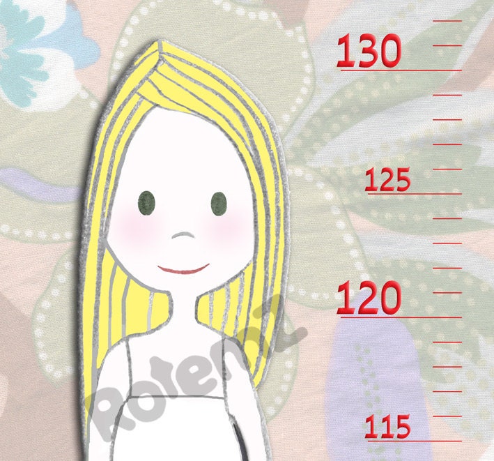 Girls Growth Chart in Canvas - Height Chart - Metric or Inches