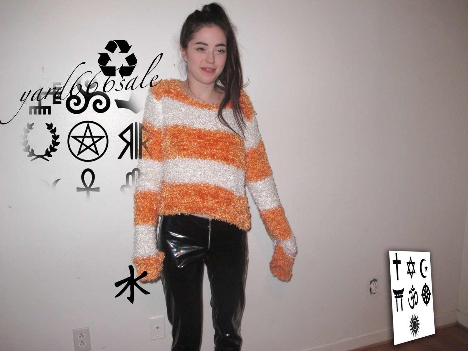 creamsicle striped plush sweater L