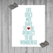 Typographic Poster Wonderful Life Digital Typography Art Print Gray Red Heart