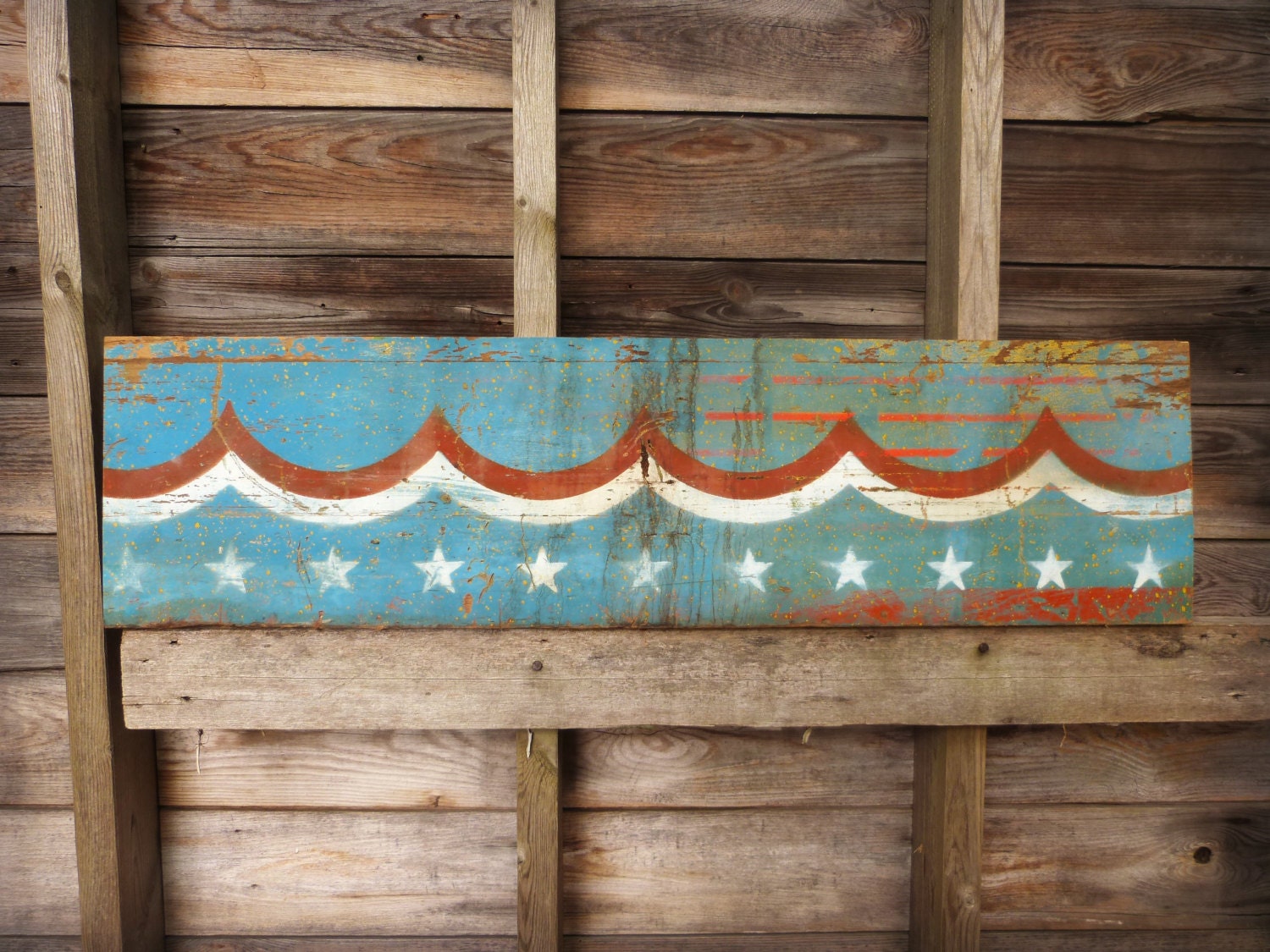 Salvaged American Art Bunting Board 37.5 x 9"